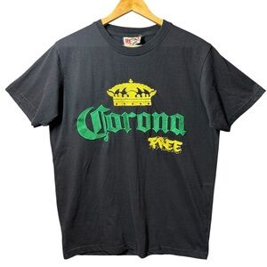 RETRO LABEL CORONA FREE T SHIRT MENS LARGE BLACK ANIMAL‎ INSTINCT EMBROIDERED